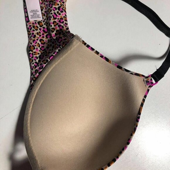 #3465-3 VICTORIA'S SECRET SIZE 32D PUSH UP BRA LEOPARD PRINT BROWN PINK BLACK - Picture 5 of 6